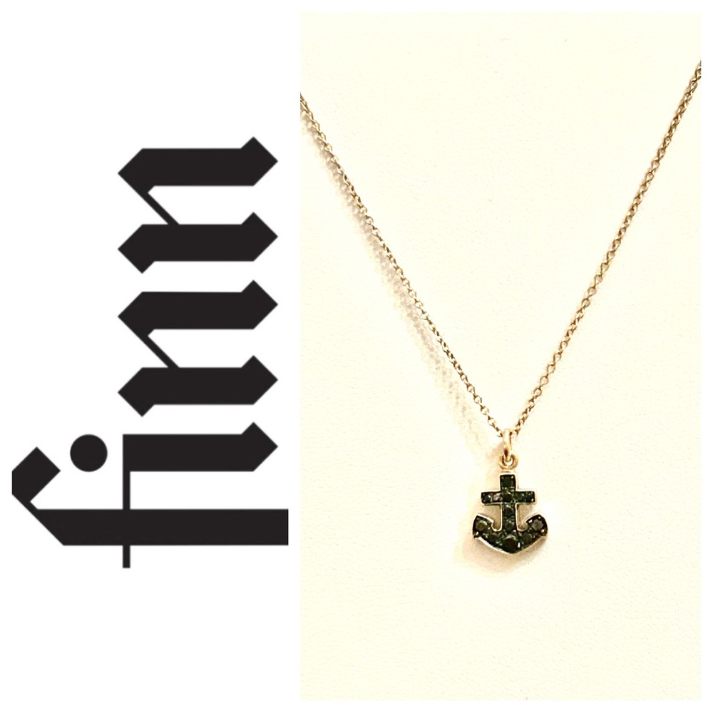 Finn New York Black Diamond Anchor Necklace